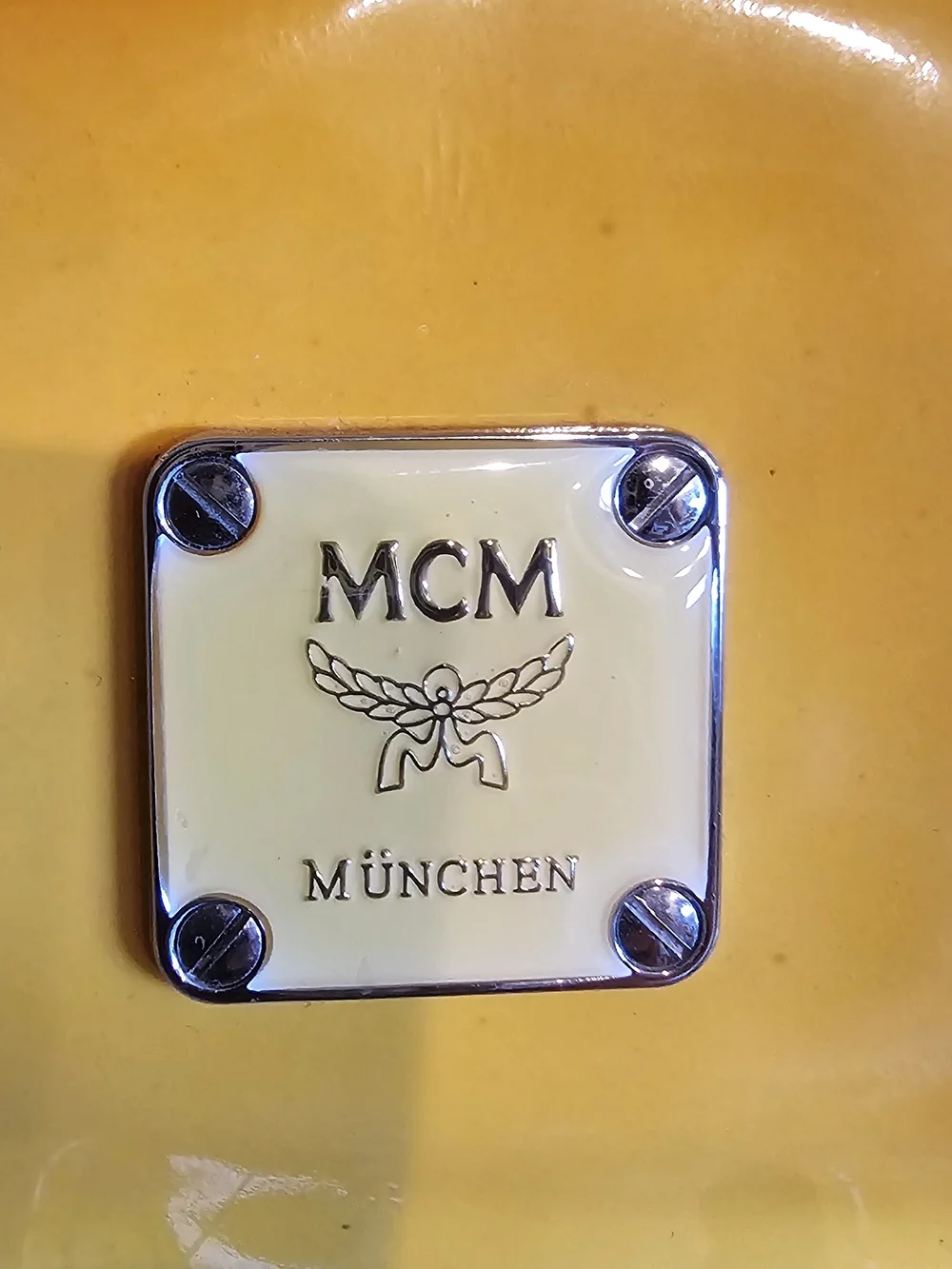 MCM Yellow Patent Leather Boston Satchel Bag